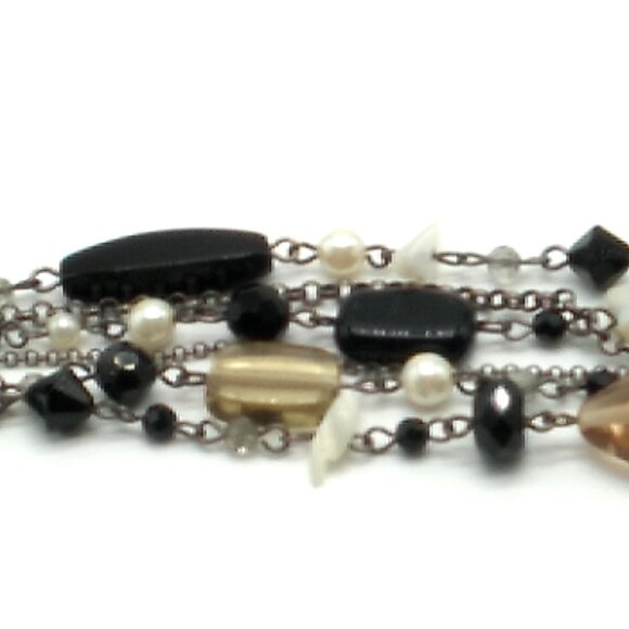 Lia Sophia VIXEN MOP, Faux Pearl, Acrylic & Glass Beaded Multi-Strand Bracelet - Picture 9 of 12